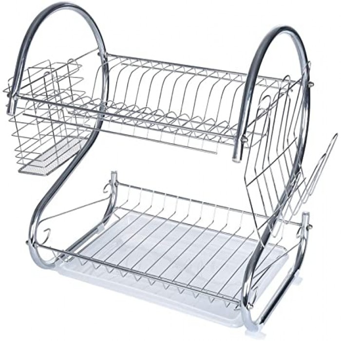2 Layer Dish Drainer - Silver